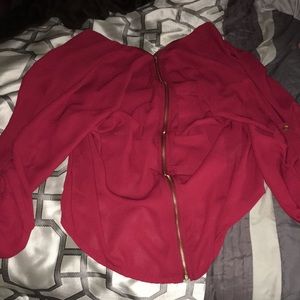 Red zippered down sleeping shift